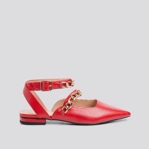 Red Ankle Flats, new in box, never worn. Purchased from Macys, size 8